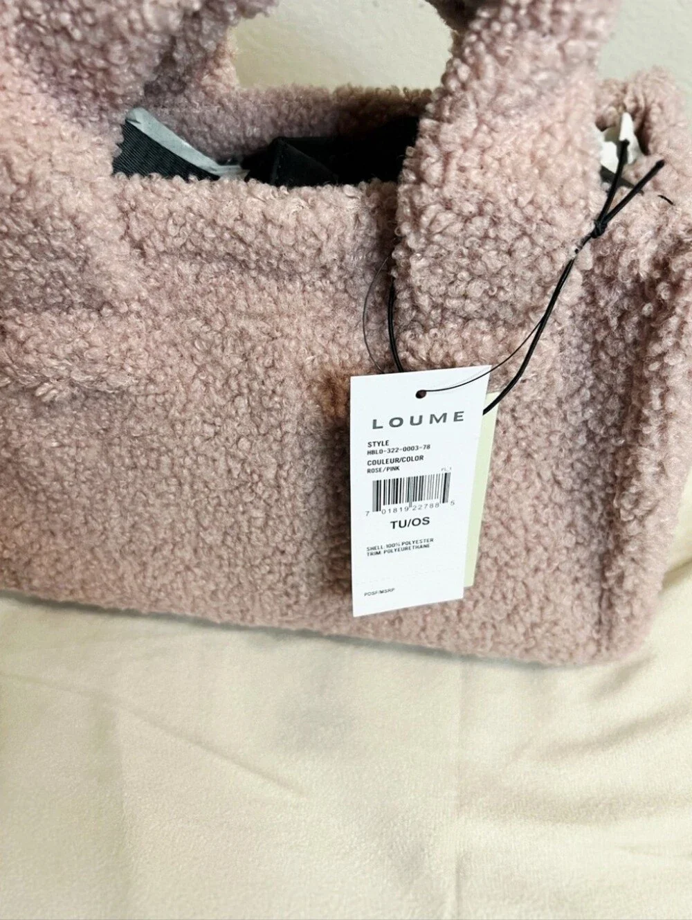 Loume Plush Pink Teddy Tote Bag